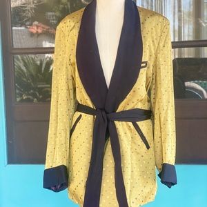 Gold / Black belted vintage smoking jacket robe